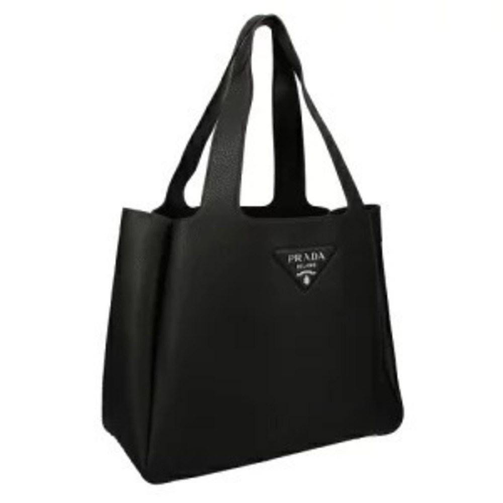 Prada Leather pebbled black Daino calfskin Tote Black